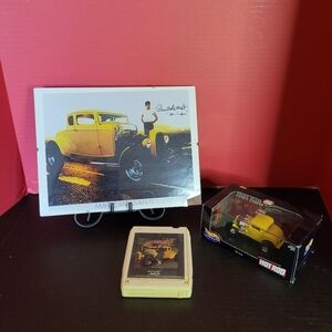 Vintage American Graffiti Lot.. Autographed Print, 32' Ford Diecast & 8 Track